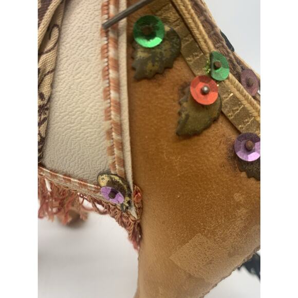 Vtg Egyptian Leather Hand Stitched Camel 2 Figurines 10” And 7” - Picture 6 of 7